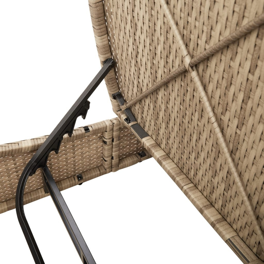 vidaXL Doppel-Sonnenliege aus Polyrattan mit Auflagen, Beige, B/T/H: 110 x 200 x 75 cm - Bild 3