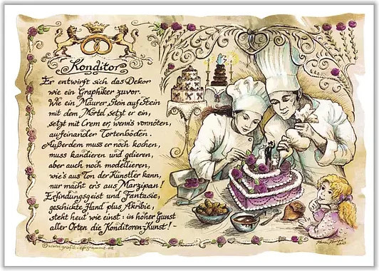 Zunftbild Konditor als Vintage Paper Poster von Tantum Graphic in Mehrfarbig, Format A4 - Bild 1