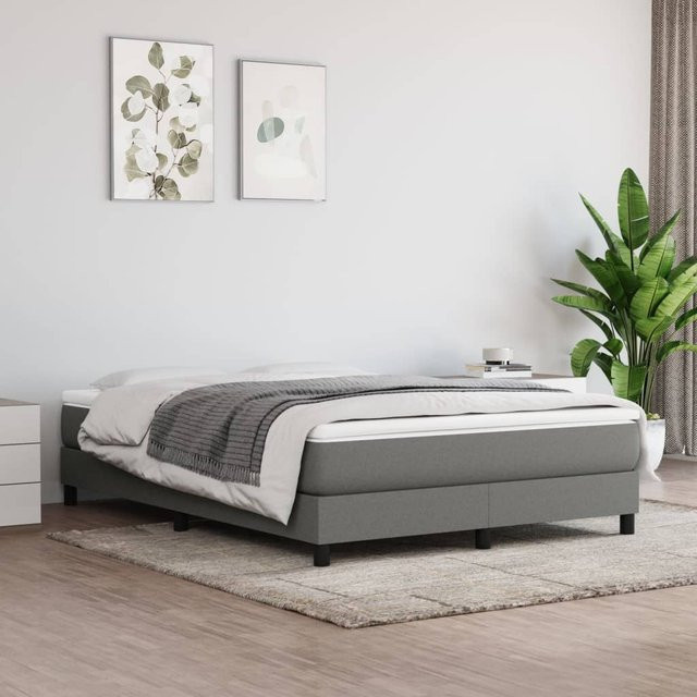 vidaXL Boxspringbett aus Stoff in Grau, B/T/H: 140 x 190 x 25 cm - Bild 3