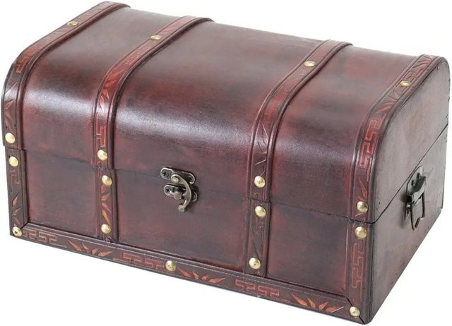 HMF Schatztruhe Schatzkiste aus Holz im Vintage-Stil, B/T/H: 30 x 20 x 15 cm - Bild 1