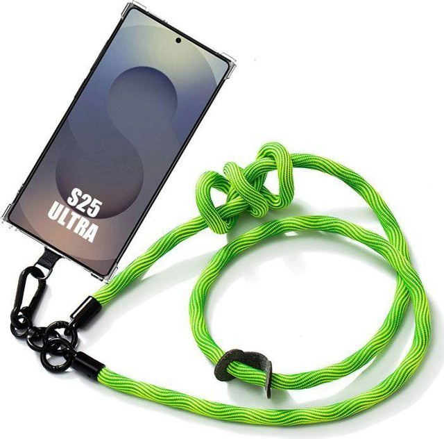 BOOLING Stoßfeste Hülle für Samsung Galaxy S25 Ultra mit abnehmbarem Band, Transparent Grün - Bild 1