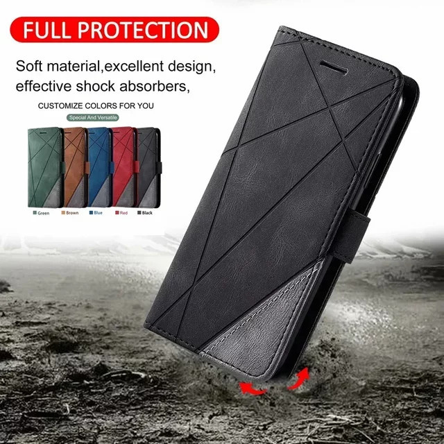 Leder-Flip-Hülle für Samsung Galaxy S23 S22 S21 S20 S10 S9 S8 Ultra Note 20 10 9 8 als Brieftasche und Standfunktion in Blau - Bild 1