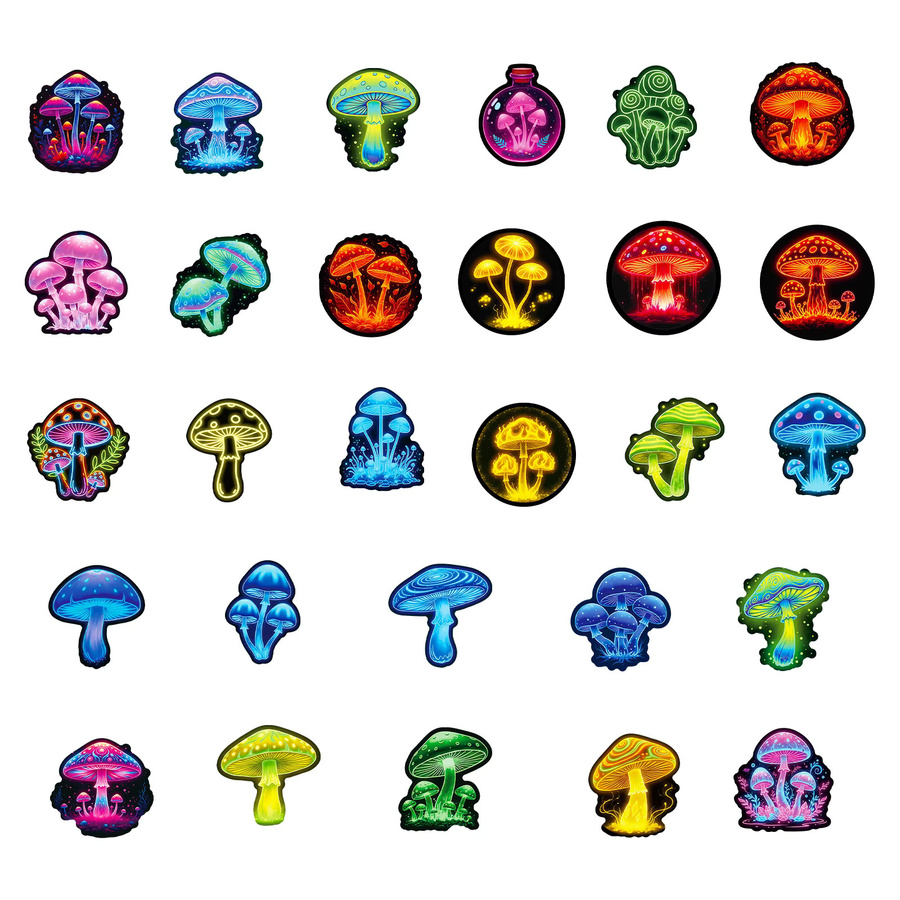 56 Stück Kawaii Pilz Aufkleber in Bunt für Laptop, Scrapbook und Skateboard, wasserfeste ästhetische DIY Aufkleber - Bild 4