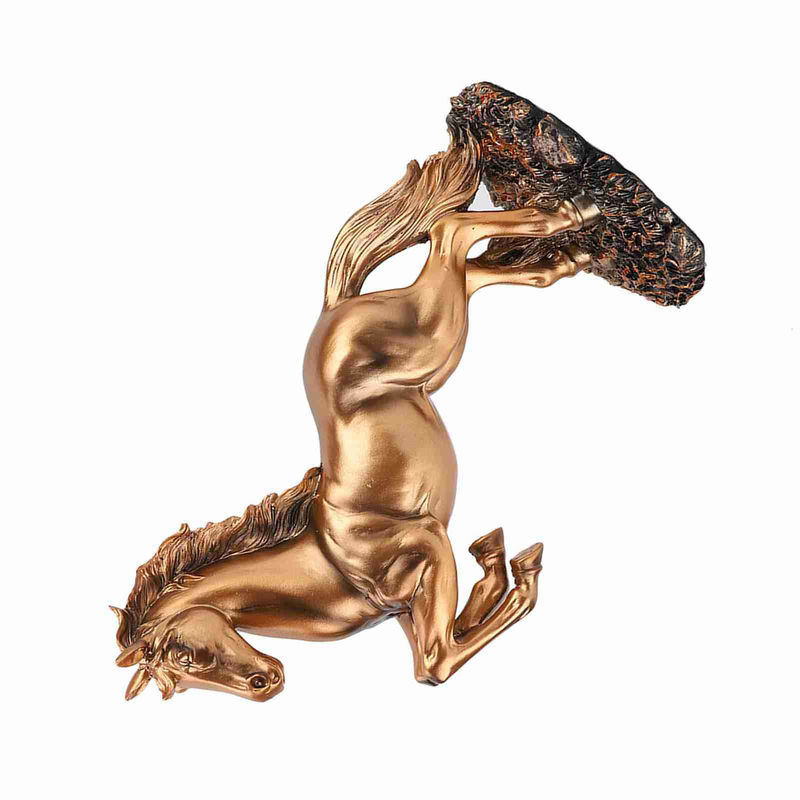 Tooarts Pferdeskulptur im europäischen Stil als klassische Dekoration aus Kunstharz und Metall in Gold und Weiß - Bild 3