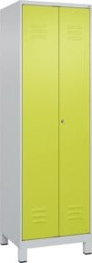 C+P Putzmittel-Spind Classic PLUS mit 2 Abteilen, Stahlkonstruktion, Zylinderschloss, grau/grün, H x B x T: 195 x 60 x 50 cm - Bild 1