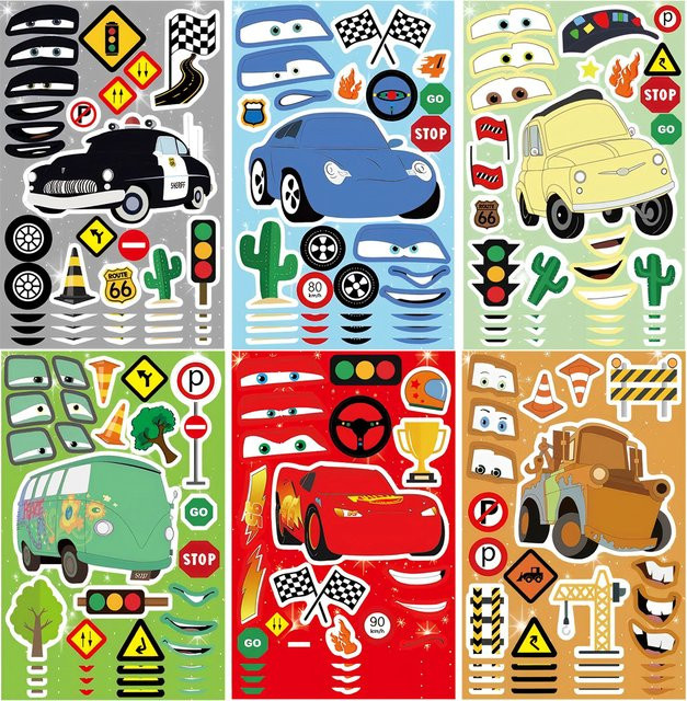 Disney Cars Lightning McQueen Make a Face, Puzzle-Aufkleber, 6/12 Blätter - Bild 1