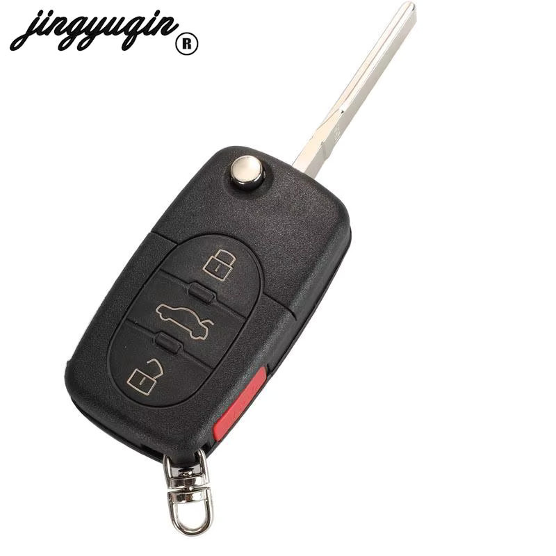 Jingyuqin Ersatzgehäuse für Audi A2 A3 A4 A6 A8 TT RS4 Funkschlüssel in Schwarz mit 2/3/4 Tasten und CR1620/CR2032 Batterieaufnahme - Bild 2