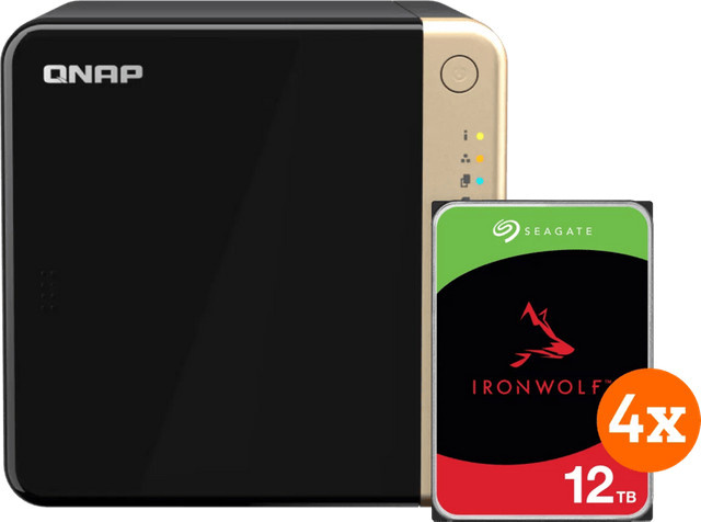 QNAP TS-464-8G NAS-System mit 4 Seagate Ironwolf Festplatten à 12 TB in Schwarz - Bild 1