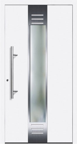 KNOCK Flügelüberdeckende Kunststoff-Haustür RIGA mit Glaseinsatz, weiß, Höhe: 210,0 cm, Breite: 110,0 cm, Tiefe: 60,0 cm - Bild 1