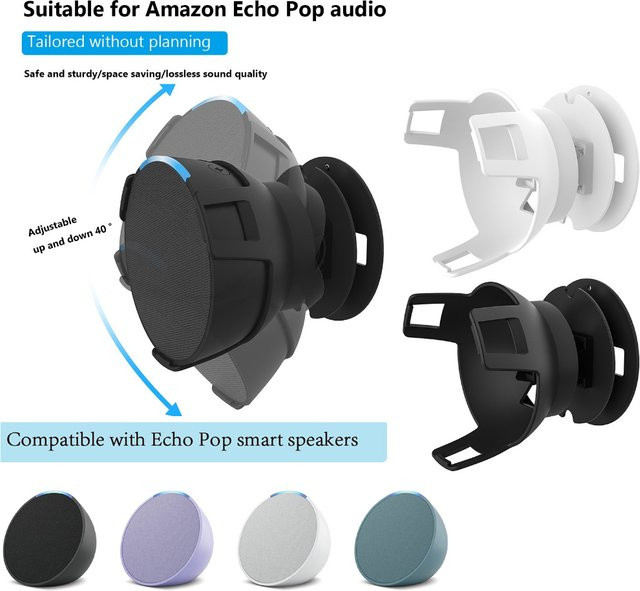 ALLOET Wandmontierte Lautsprecherhalterung für Echo Pop in Schwarz mit integriertem Kabelmanagement - Bild 1