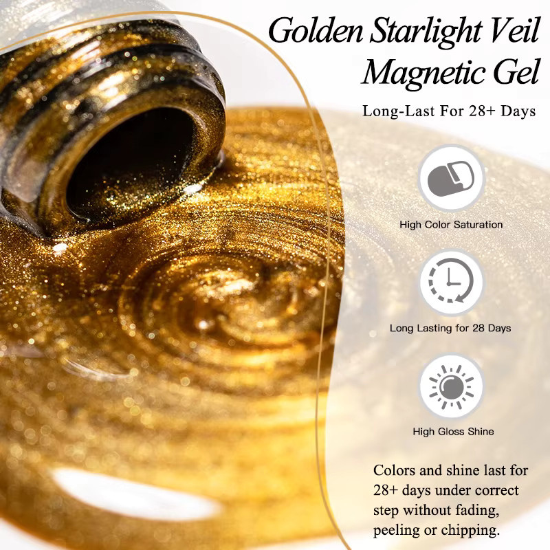 Mtssii Golden Starlight Veil Magnetischer Gel-Nagellack, 7 ml, schimmernd - Bild 3