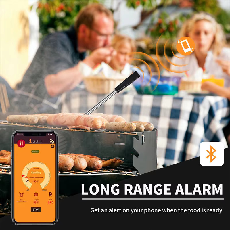 YTYIN Kabelloses Bluetooth BBQ-Sondenthermometer aus Edelstahl für Fleisch und Steak zur Temperaturkontrolle beim Grillen - Bild 2