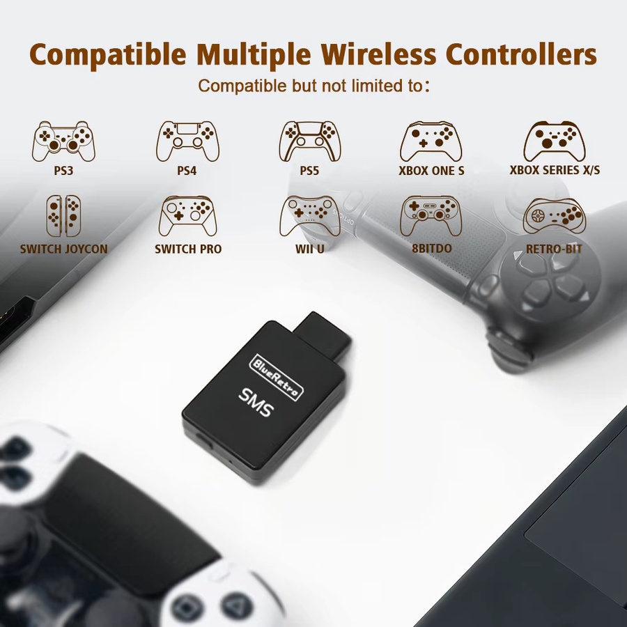 8Bitdo RetroScaler BlueRetro Wireless Game Controller Adapter für SMS Sega Master System zu PS3 PS4 PS5 via Bluetooth in Blau und Schwarz - Bild 3