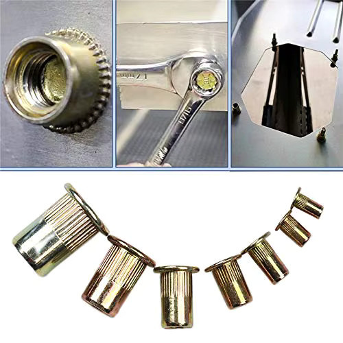 320-teiliges Nietmuttern-Set aus Stahl in Silber mit Flachkopf-Einsätzen und Gewindeeinsätzen der Größen M3-M12 - Bild 5