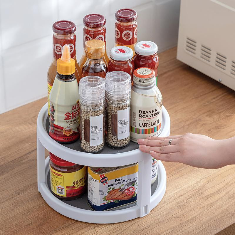 Multifunktionales 360 Grad drehbares Küchengewürzregal in Rund, Anti-Rutsch Aufbewahrungsregal für den Geschirrschrank, Durchmesser: 25 cm, Höhe: 3,4 cm - Bild 4