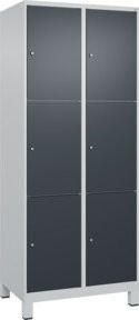 C+P Schließfachschrank Classic PLUS mit 2 Abteilen und Füßen, Farbe Anthrazitgrau und Grau, B/T/H: 80 x 50 x 195 cm - Bild 1