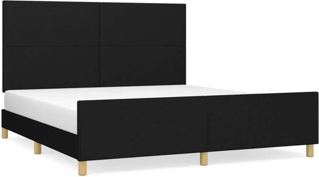 vidaXL Bettgestell mit Kopfteil in Schwarz aus Stoff und Holz, B/T/H: 160 x 200 x 128 cm - Bild 1