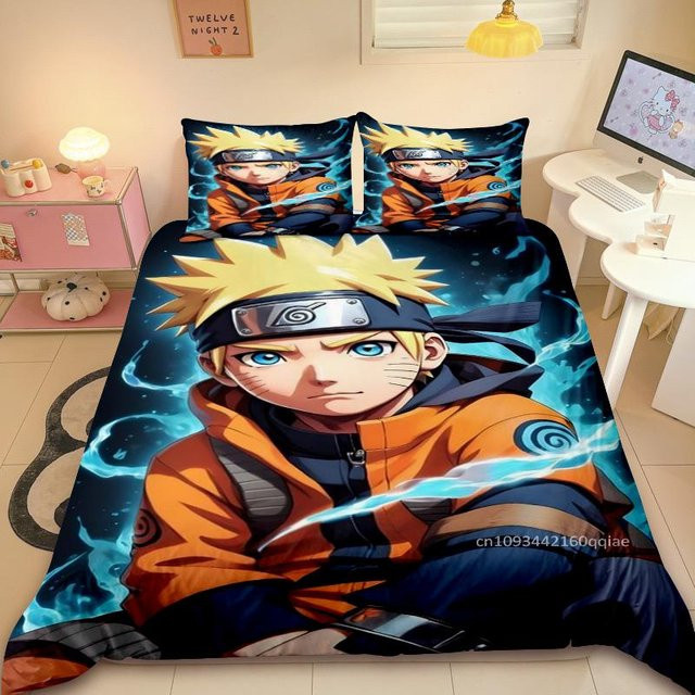 Bettbezug Set Naruto Uzumaki Anime Design von JMG Household Supplies, Mikrofaser, Mehrfarbig, Breite: 140 cm, Höhe: 210 cm - Bild 1