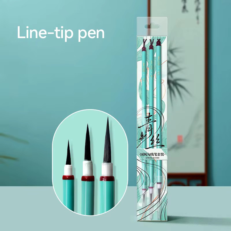 Borrence 3er Set Kalligraphie Pinsel für traditionelle chinesische Malerei und Aquarell in Mehrfarbig - Bild 1