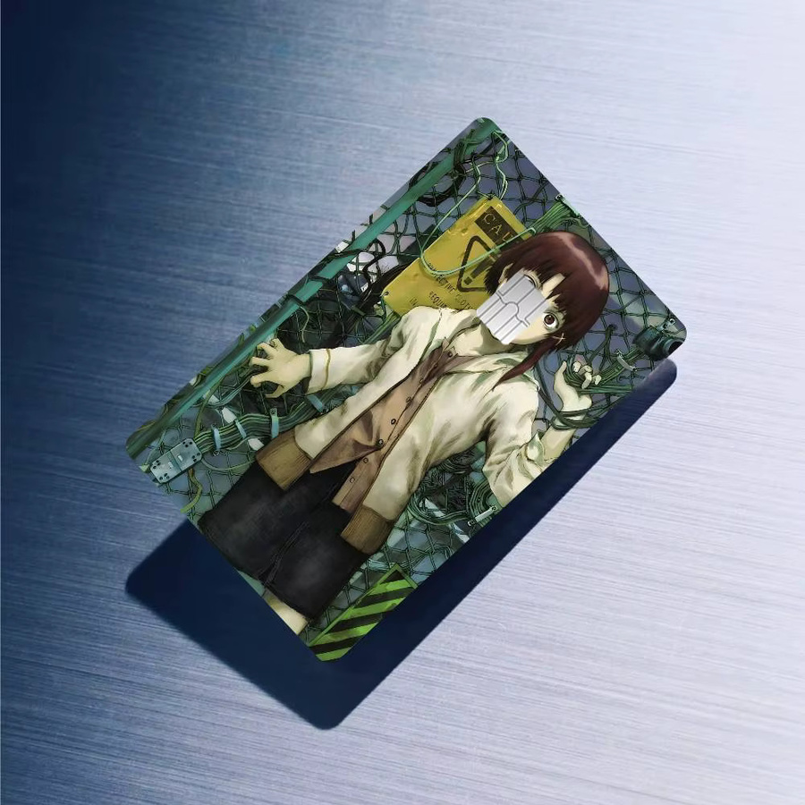 Set mit 4 wasserfesten Aufklebern im Anime Serial Experiments Lain Design für Kreditkarten und U-Bahn-Zugangskarten, Mehrfarbig - Bild 6