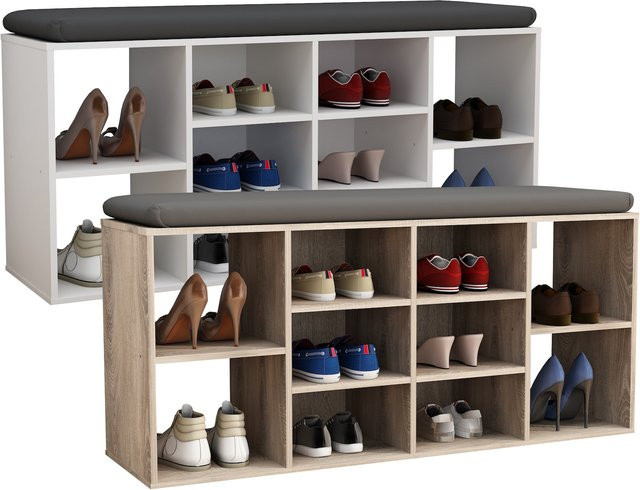 VCM Schuhregal aus Holz und Metall in Braun mit 10 Fächern, H x B x T: 50 x 104 x 30 cm - Bild 1