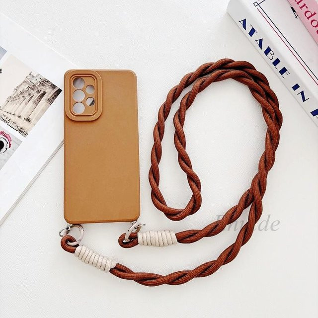 Stoßfeste Silikonhülle mit Crossbody-Lanyard für Samsung Galaxy S26 S25 S24 S23 S22 S21 FE A56 A55 A16 in Schwarz, Braun oder Grün - Bild 1