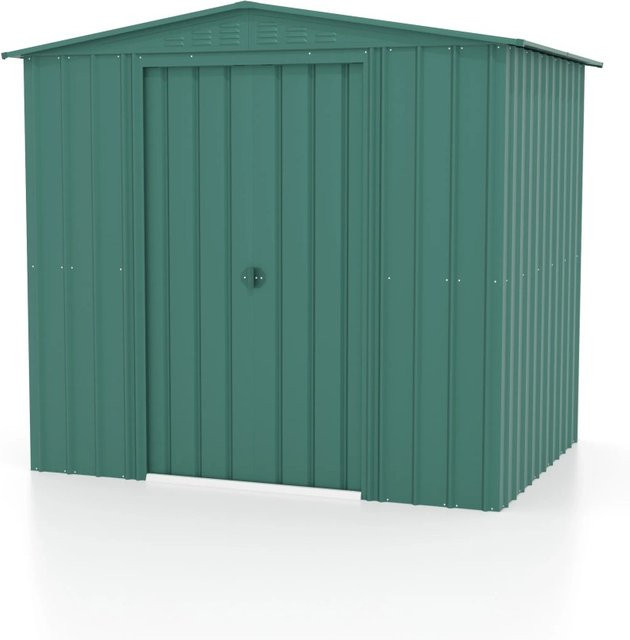 Globel Gerätehaus Tower aus Stahl mit Satteldach in Jade Grün, 4,1 m², B: 245 cm, T: 185 cm, H: 220 cm - Bild 1