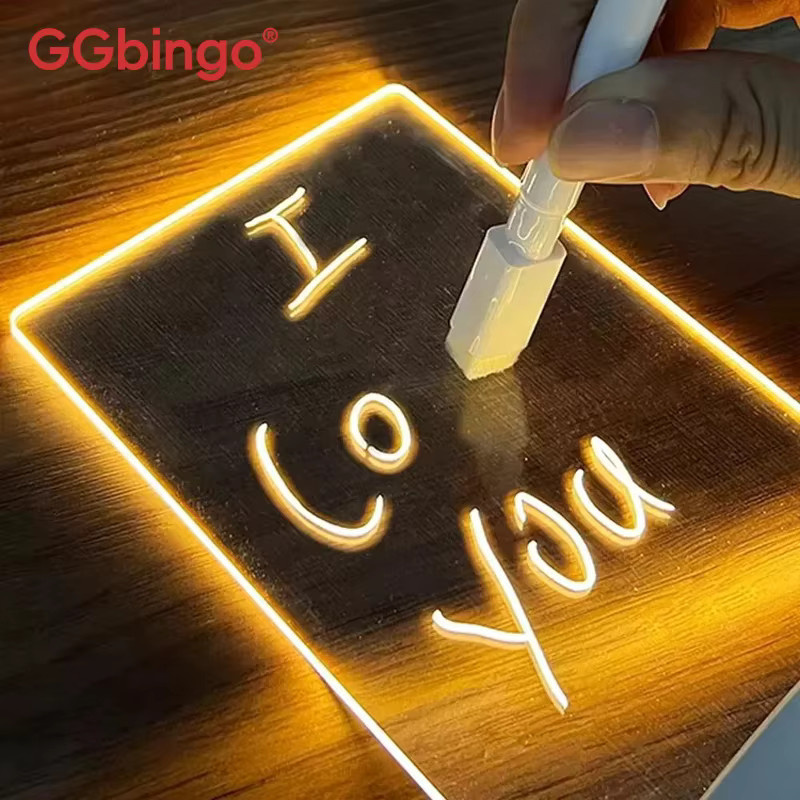 GGbingo LED-Nachrichtentafel Nachtlicht mit Stift, USB-wiederaufladbare kreative Notiztafel in Weiß mit warmweißem Licht für die Kinderzimmerdekoration - Bild 3