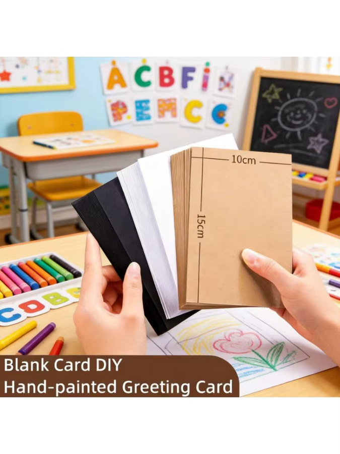 Blanko Kraftpapier Karten in Braun und Schwarz, Doppelseitige Wortkarten für Schule und Büro, B: 15 cm, H: 10 cm - Bild 1