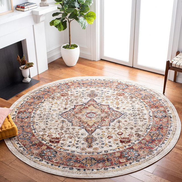 VIKAMA Mandala Medley Teppich, rund, bunt, rutschfest, Boho-Design für dein Schlafzimmer - Bild 1