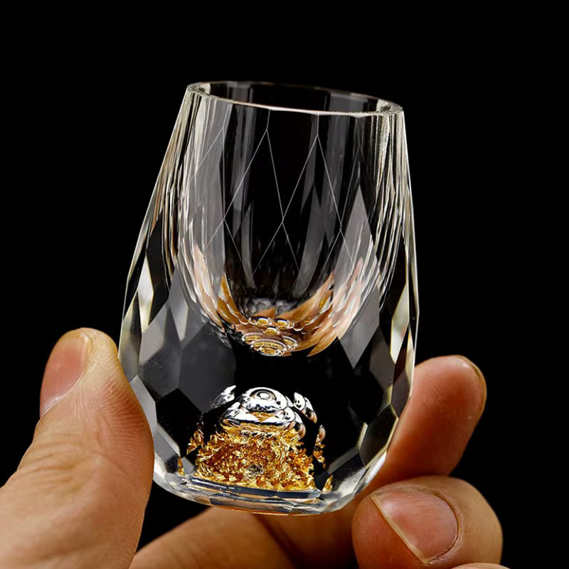 JETTING Luxus Kristall Shot Glass mit Doppelboden und Goldfolie, Transparent, 10 ml - Bild 4