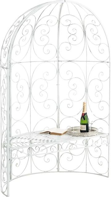 DELUKE Halbpavillon BOSTON Gartenbank mit Sitzbank und Rankhilfe aus Metall in Antik Weiß, B/T/H: 120 x 58 x 178 cm - Bild 1