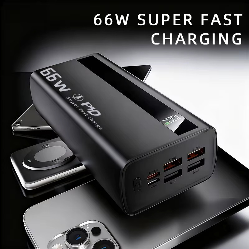 Cohana Powerbank 60000mAh mit 66W Superschnellladegerät in Schwarz, kompatibel mit Android und iOS - Bild 3