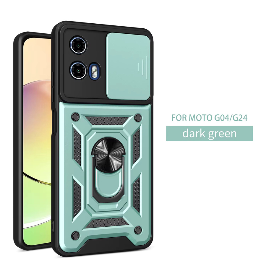 Magnetische Schutzhülle für Motorola Moto G04 und G24 mit Ring und Kamera-Objektivschutz in Schwarz oder Grün - Bild 7