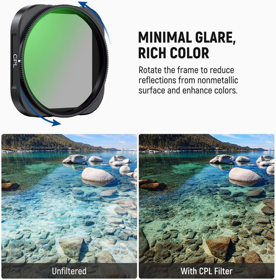 NEEWER CPL-Filter für Insta360 Ace Pro und Ace Pro 2, aufsteckbar, HD-optisches Glas, Schwarz - Bild 3