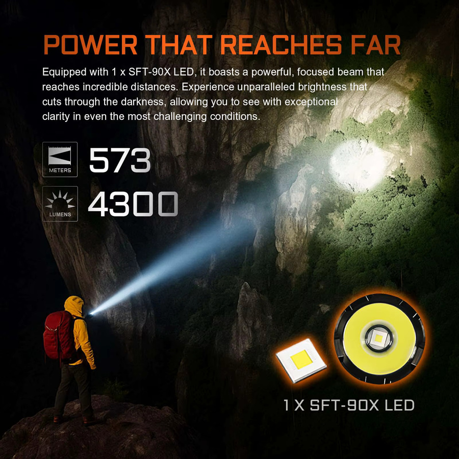 ACEBEAM EC90 EDC-Taschenlampe in Schwarz mit 4300 Lumen, Magnetfuß und wiederaufladbarem, austauschbarem Akku - Bild 2