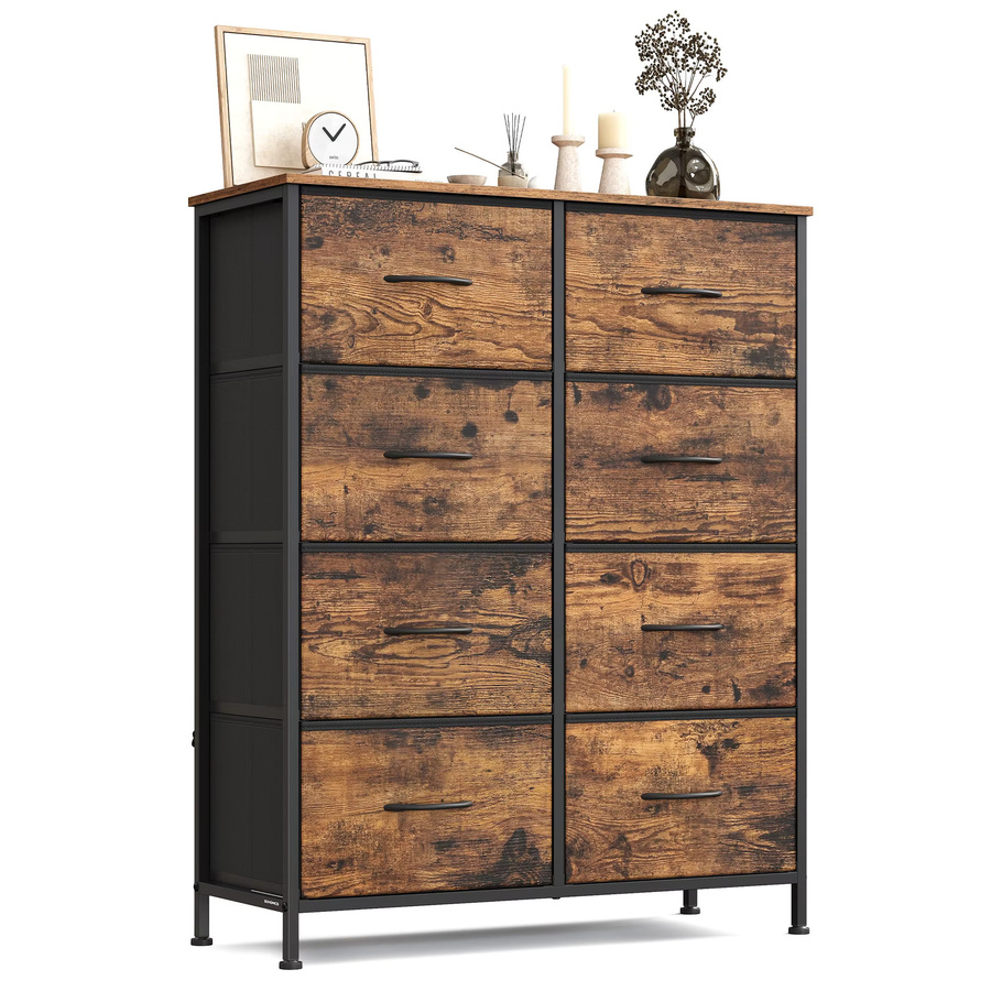 Songmics Kommode mit 8 Stoffschubladen aus Stahl und MDF im Industrial Design, Schwarz/Braun - Bild 2