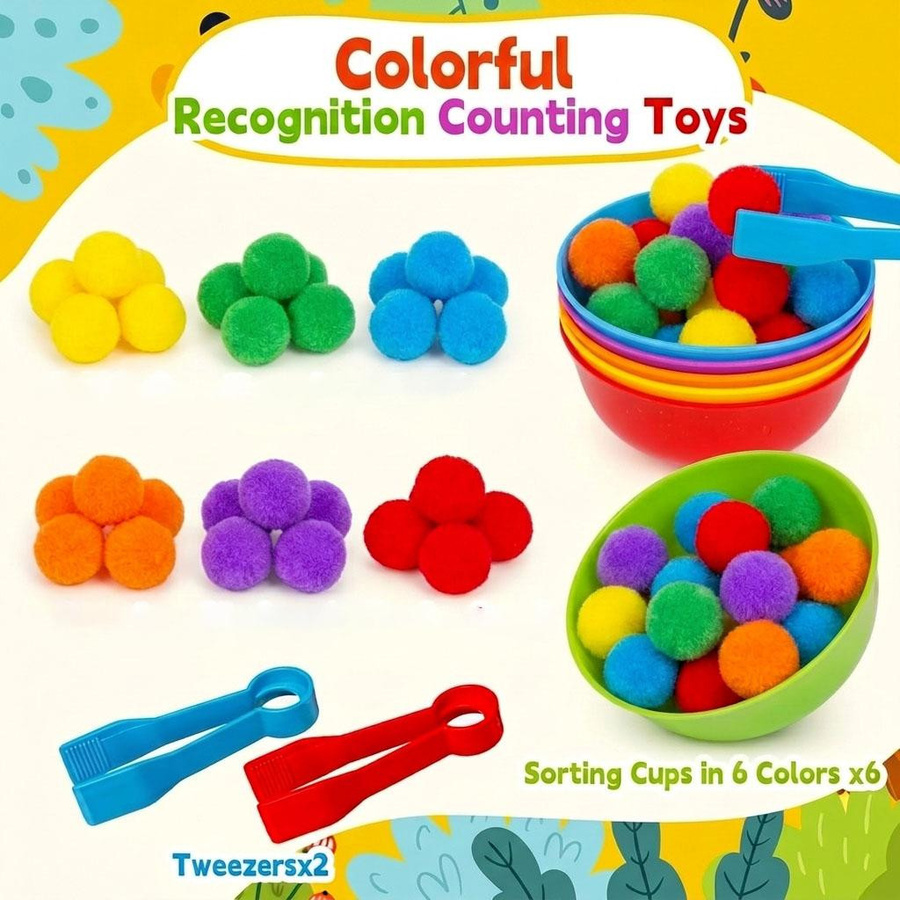 Linyi toy Sortier- und Zähl-Spielset Regenbogen 30-68 Stück - Bild 4