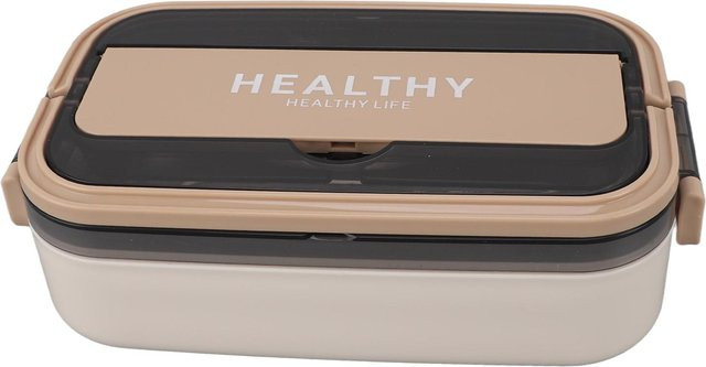 TOMTOP JMS Bento Lunchbox aus 316 Edelstahl mit 700 ml Fassungsvermögen, auslaufsicher und mikrowellengeeignet, beige - Bild 1