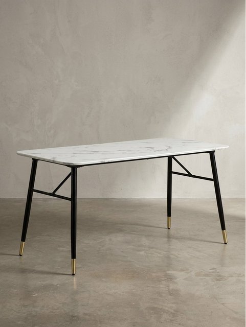 Moderner Esstisch in Marmoroptik von KADIMA DESIGN, Weiß, B/T/H: 140 x 80 x 76 cm - Bild 1