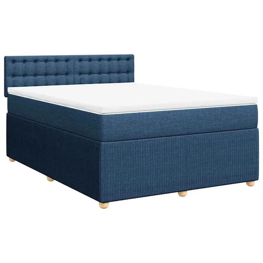 vidaXL Boxspringbett mit Matratze Hybrid-Design in Blau und Weiß, B/T: 140 x 200 cm - Bild 2