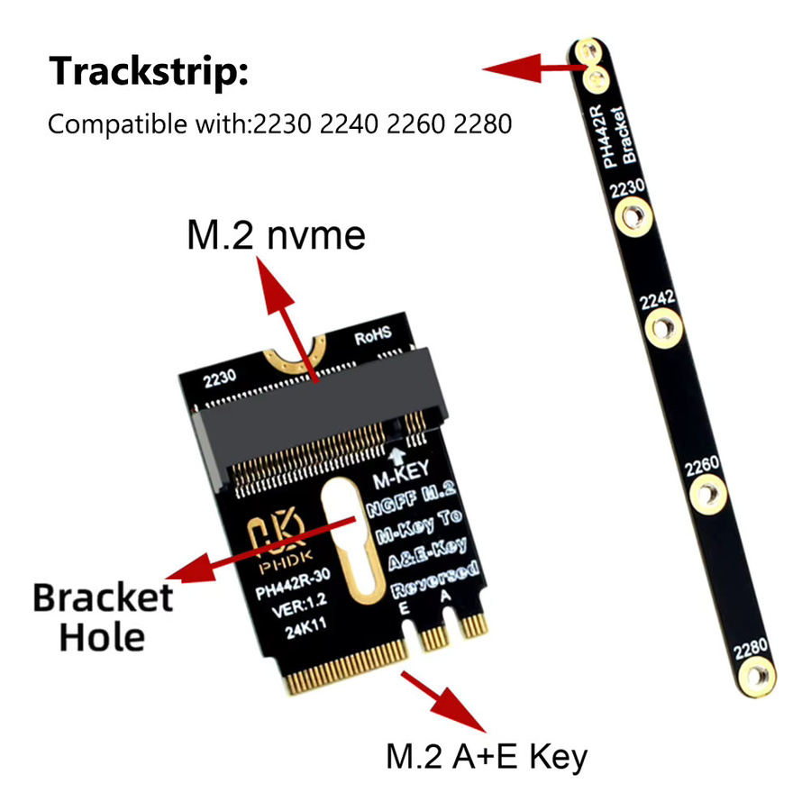 ATUOTIN M.2 A+E zu NVMe SSD Adapter PCI-E 4.0 NGFF A+E-Key auf NVMe M-Key Erweiterung für 2230 2242 2260 2280 SSD in Schwarz - Bild 5