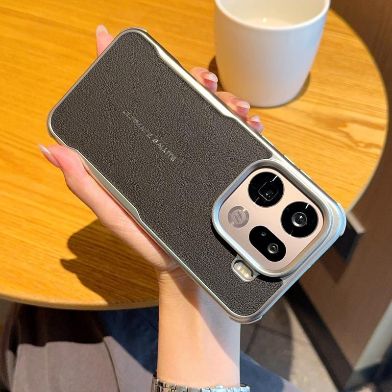 Magnetische PU-Leder Hülle für OPPO Find X9 Pro mit silbernem Rand und Linsenschutz - Bild 2