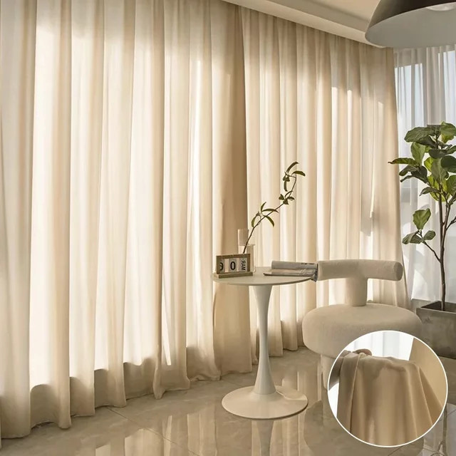 ZJBYZHOUSEHOLD Transparente Tüllvorhänge für Wohnzimmer und Flur, Voile-Dekorationsvorhang in Beige oder Braun - Bild 1