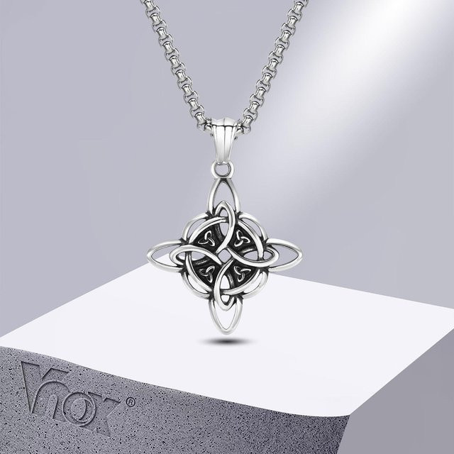 Rui Di Halskette Edelstahl, Silber, Triquetra Anhänger, 50 cm, Unisex - Bild 1