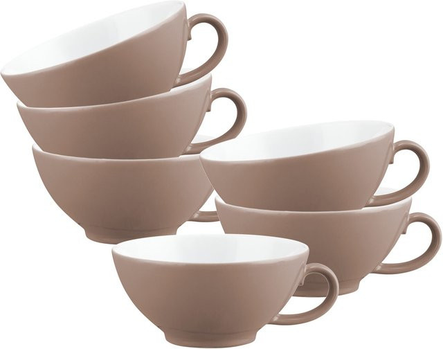 Seltmann Weiden Teetassen Liberty Pure Colors aus Porzellan, Braun, 6er Set, 140 ml - Bild 1