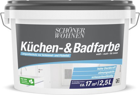Schöner Wohnen Feuchtraumfarbe Weiß Matt, 2,5 l - Bild 1
