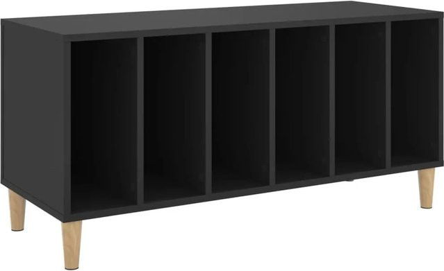 vidaXL Plattenschrank Schwarz aus Holzwerkstoff und Eukalyptus, B/T/H: 100 x 38 x 48 cm - Bild 1