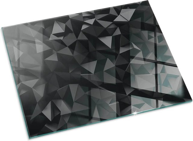 Tulup Kamin-Glasplatte als Funkenschutzplatte aus Glas in Schwarz, B: 80 cm, H: 60 cm - Bild 1