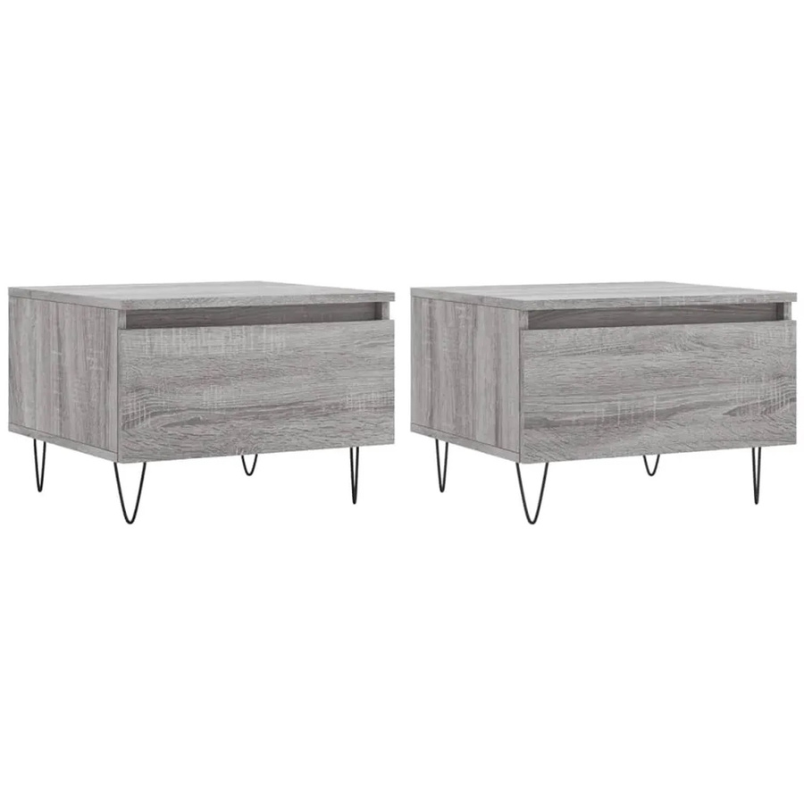 vidaXL Couchtisch Set aus 2 Stück in Grau Sonoma, moderner Couchtisch aus Holzwerkstoff und Metall für dein Wohnzimmer, B/T/H: 50 x 46 x 35 cm - Bild 2